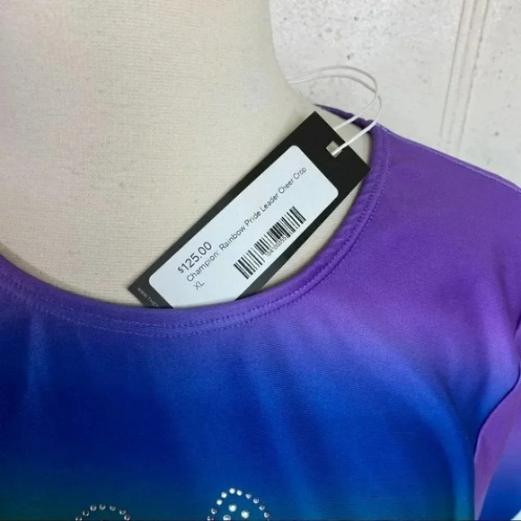 Champion XL Rainbow Pride leader Phluid Cheer crop‎ long sleeve top - Picture 5 of 5